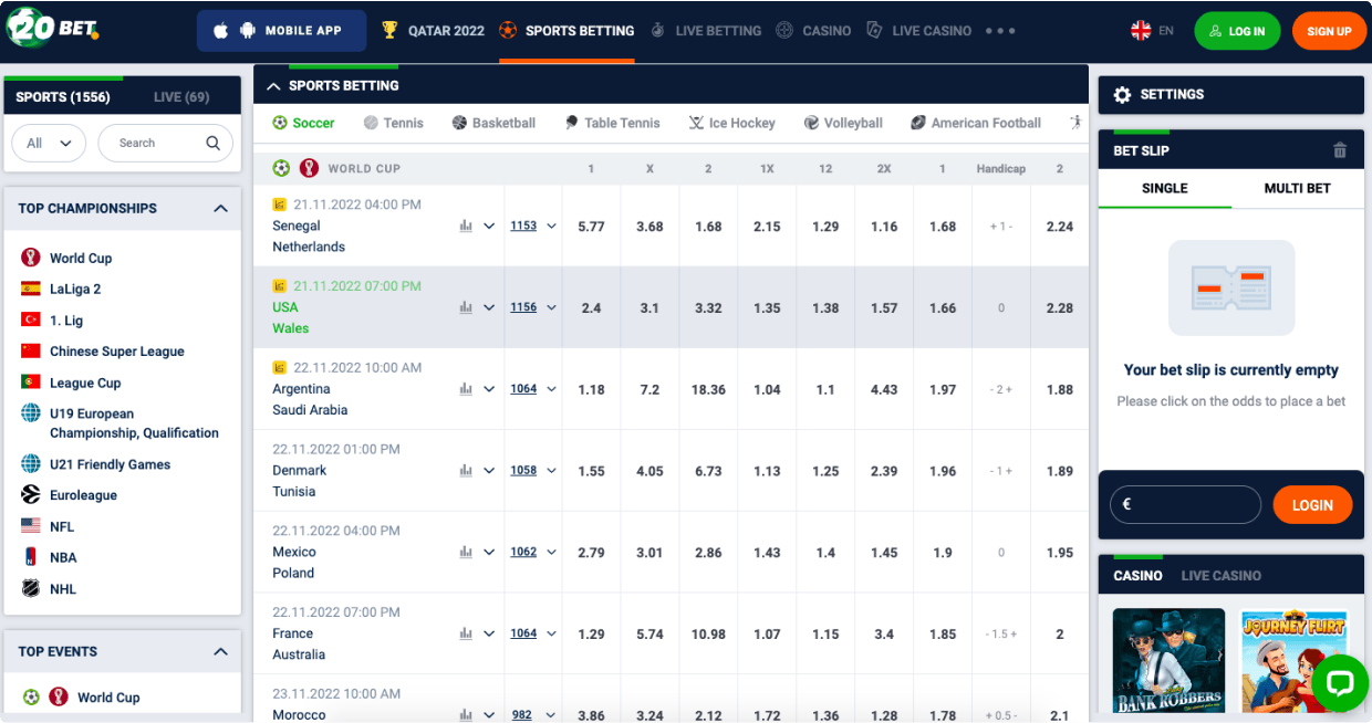 20BET Pagtaya sa sports